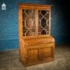 Unknown 18th C Astral Glazed Mahogany Barrel Front Bureau Cabinet