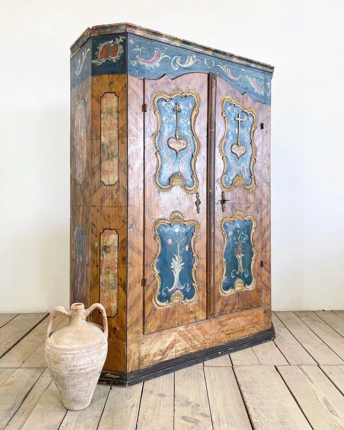 Unknown 18th Century Austrian Original Painted Marriage Cupboard 1 Unknown 18th Century Austrian Original Painted Marriage Cupboard