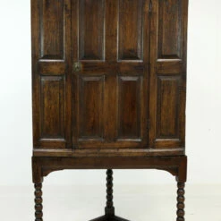 18th Century Oak Corner Cupboard On Stand With Barrel Back