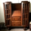 Unknown 1930’s Carved Oak Art Deco Glazed Library Book Case Bureau. Heavy. Good Quality.