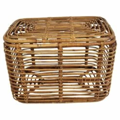 1960s Italian Bamboo Rattan Bohemian French Riviera Basket Container