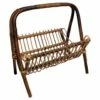 1960s Italian Bamboo Rattan Bohemian French Riviera Magazine Rack Stand