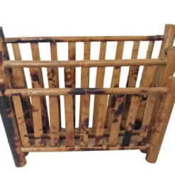 Unknown 1970s Bamboo Letter Holder Rack, Vintage Rattan Desk Mail Organizer