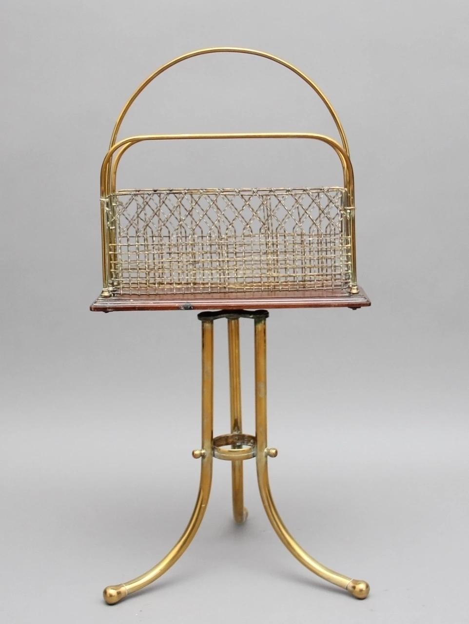 19th Century Brass And Mahogany Magazine Rack 3 19th Century Brass And Mahogany Magazine Rack - Image 3