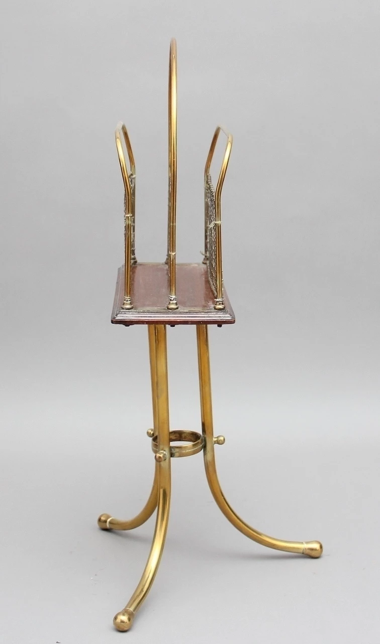19th Century Brass And Mahogany Magazine Rack 4 19th Century Brass And Mahogany Magazine Rack - Image 4