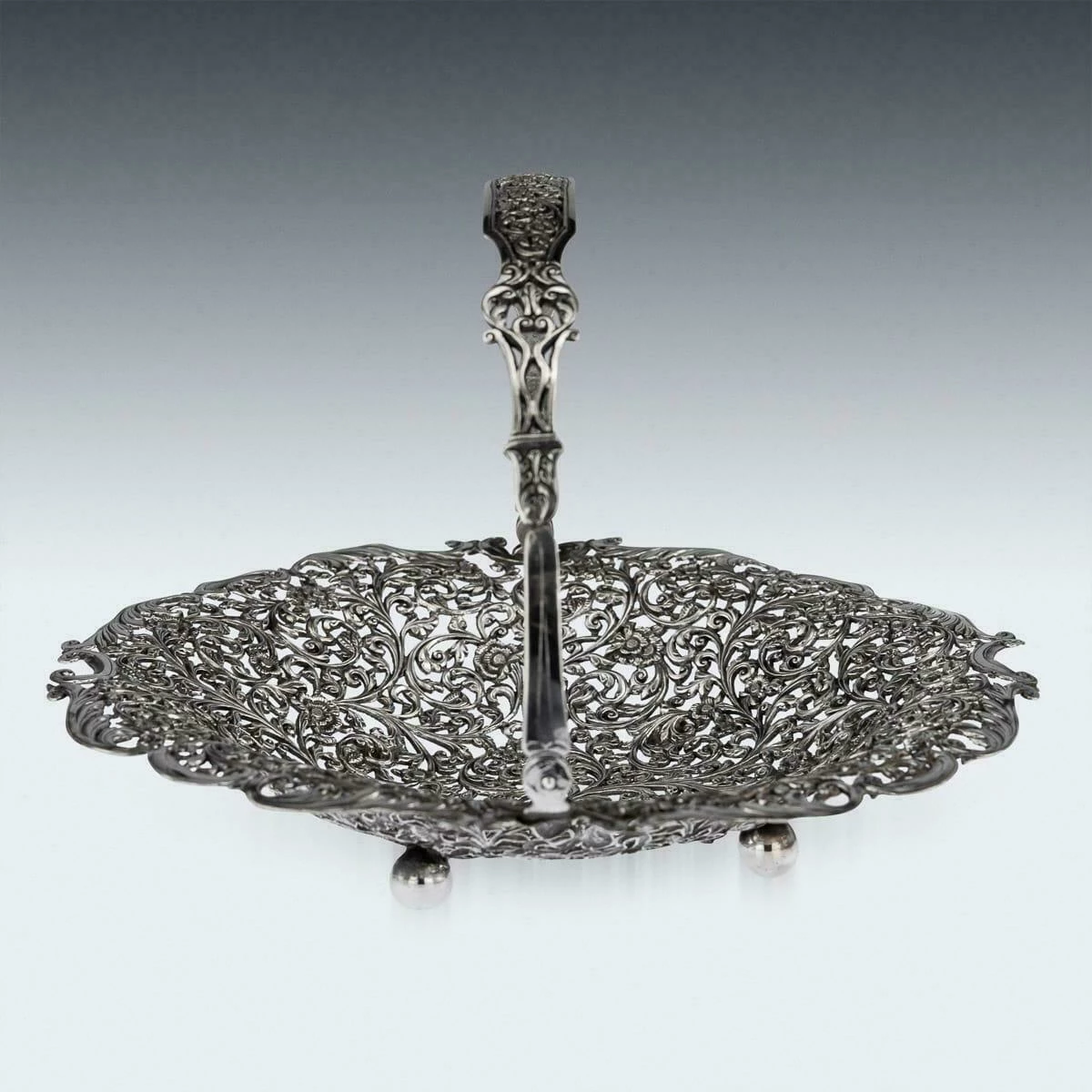 19th Century Indian Cutch Solid Silver Basket, Circa 1880 4 19th Century Indian Cutch Solid Silver Basket, Circa 1880 - Image 4