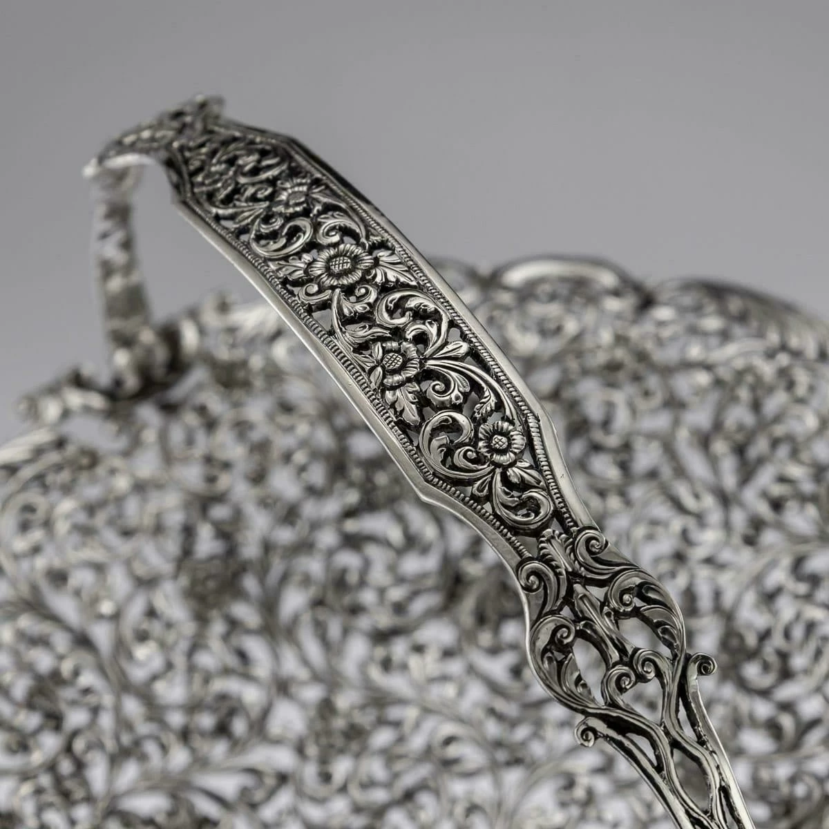 19th Century Indian Cutch Solid Silver Basket, Circa 1880 6 19th Century Indian Cutch Solid Silver Basket, Circa 1880 - Image 6