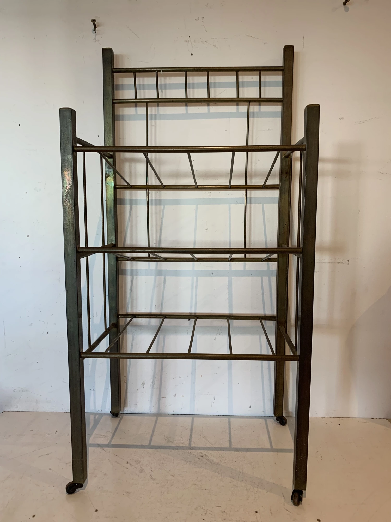 Unknown 20th Century Brass Art Deco Magazine Rack 5 Unknown 20th Century Brass Art Deco Magazine Rack - Image 5