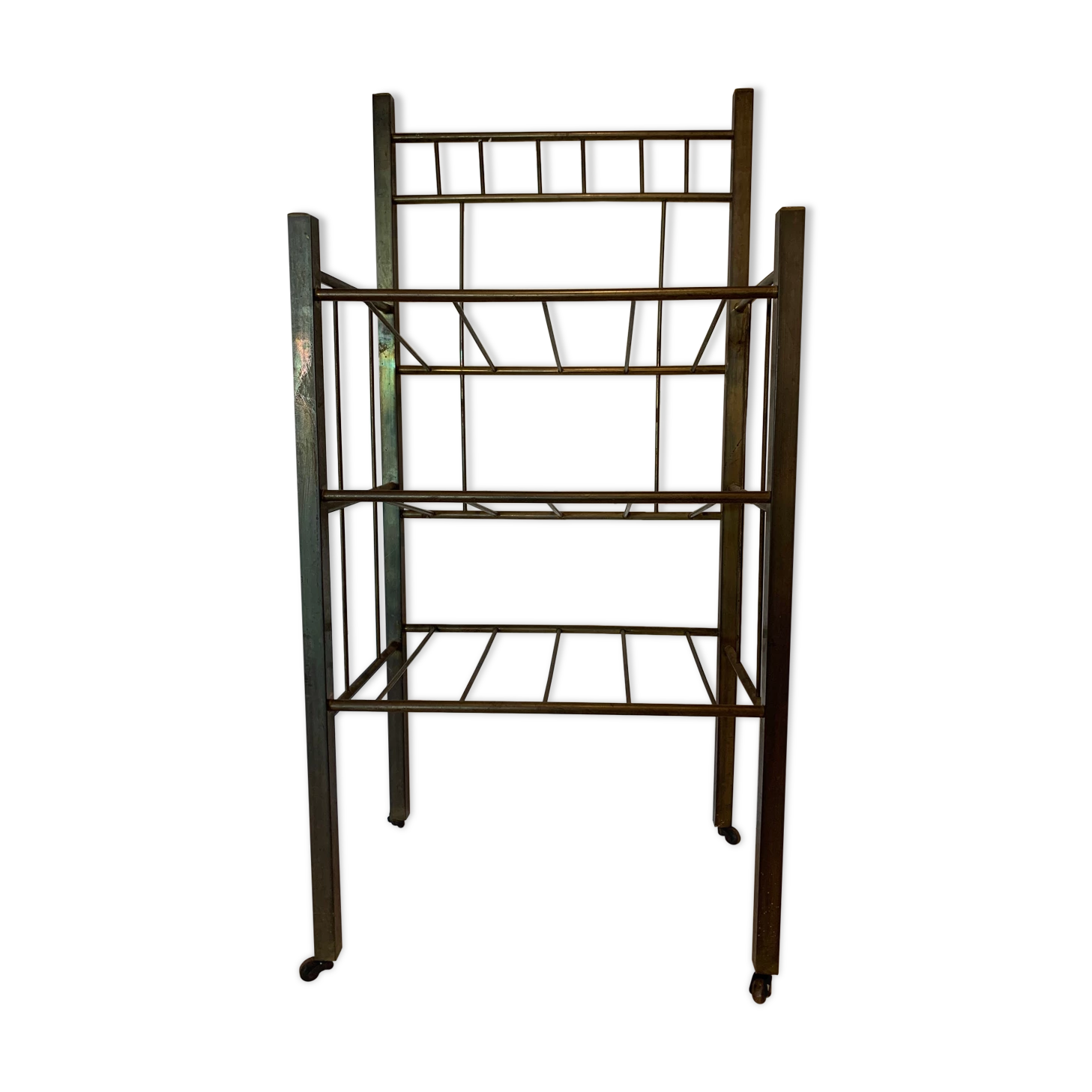 Unknown 20th Century Brass Art Deco Magazine Rack 1 Unknown 20th Century Brass Art Deco Magazine Rack