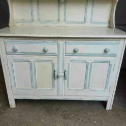Unknown 20thc Painted Cream 2 Door Kitchen Dresser W/Plate Rack -Storage Furniture Sales 2024 20thc painted cream 2 door kitchen dresser w plate rack sku97756529 0 1
