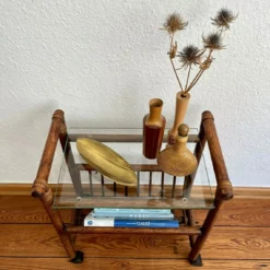 70s Magazine Rack Made Of Bamboo With A Glass Top. -Storage Furniture Sales 2024 70s magazine rack made of bamboo with a glass top sku65633780 0 2