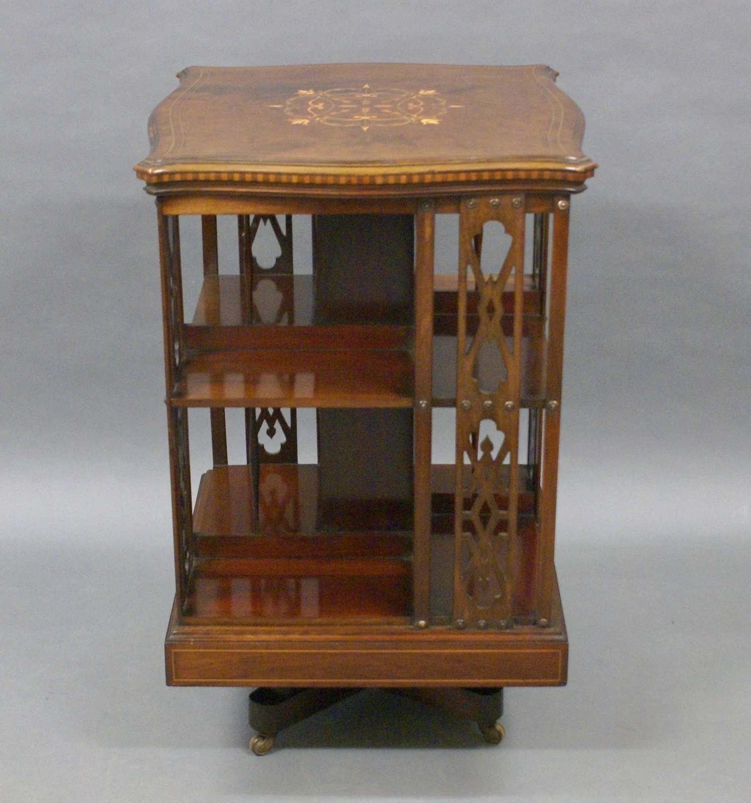 A Fine Quality Inlaid Revolving Bookcase 3 A Fine Quality Inlaid Revolving Bookcase - Image 3