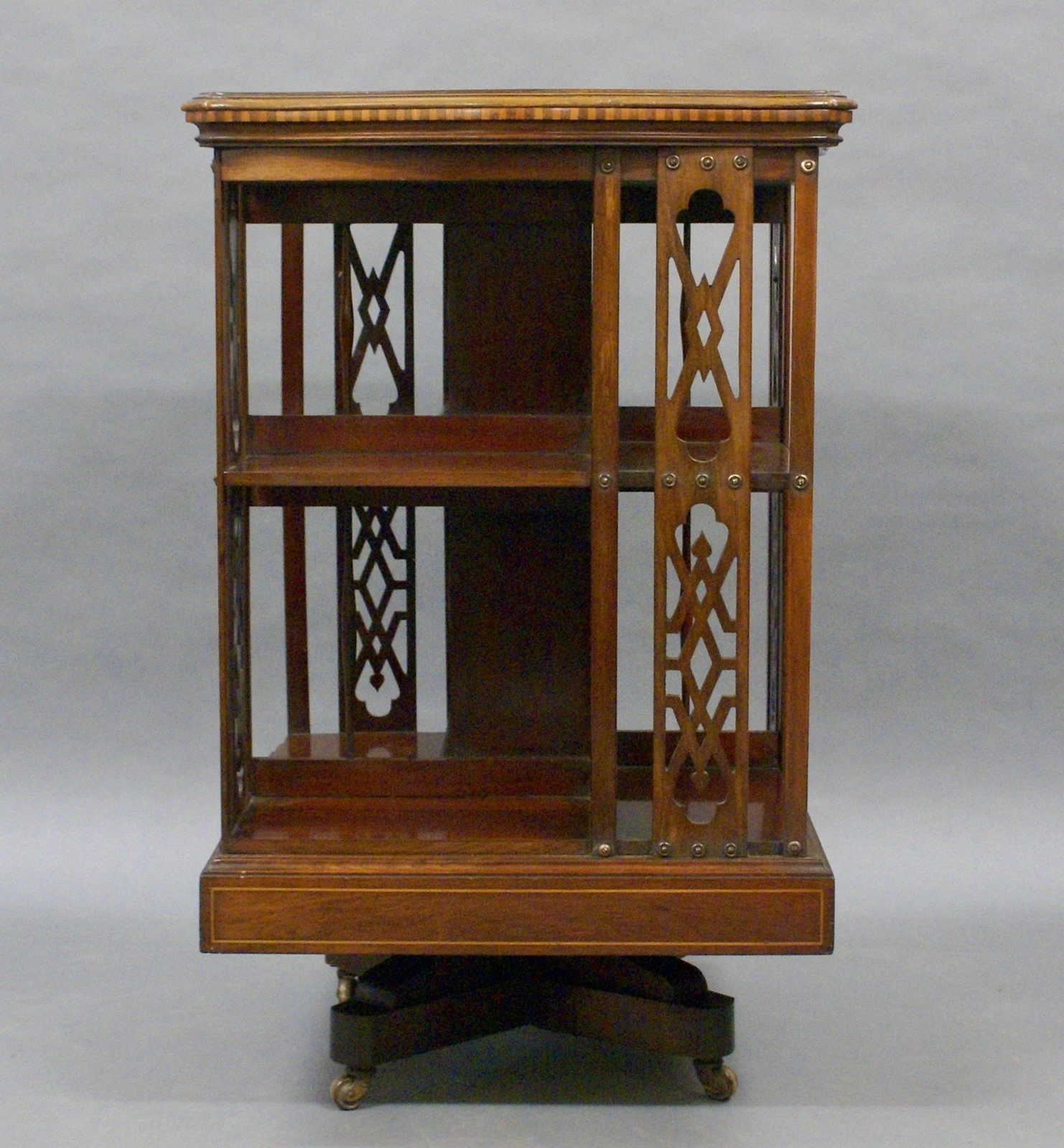 A Fine Quality Inlaid Revolving Bookcase 6 A Fine Quality Inlaid Revolving Bookcase - Image 6