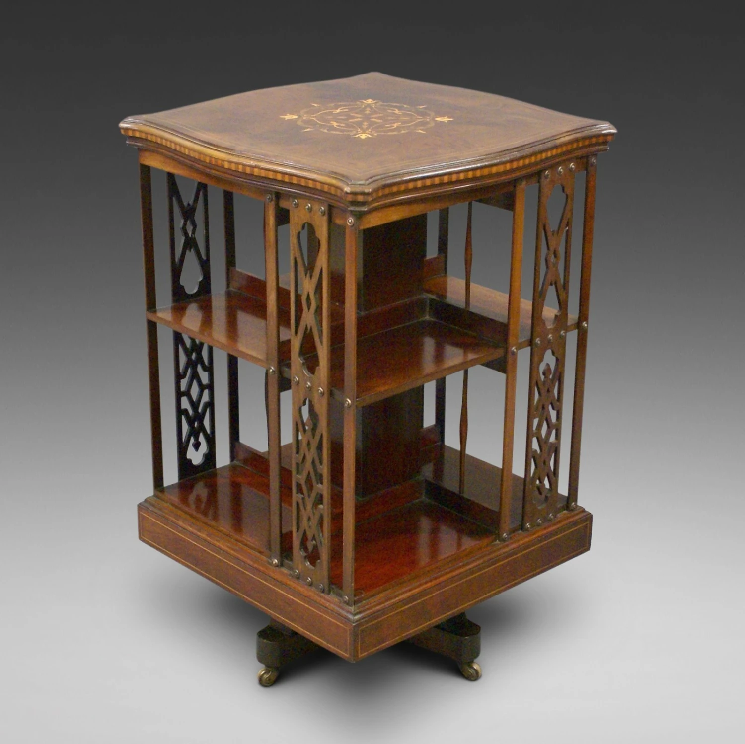 A Fine Quality Inlaid Revolving Bookcase 1 A Fine Quality Inlaid Revolving Bookcase