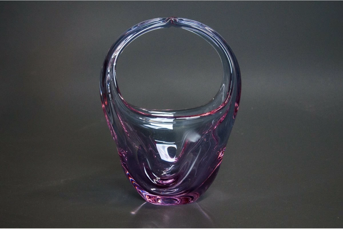 A Glass Basket, Czechoslovakia, 1960s 1 A Glass Basket, Czechoslovakia, 1960s