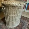 A Good Stylish Midcentury Cane Corner Basket