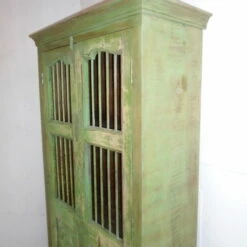 A Handmade Indian Mango & Teak Grill Painted Green Kitchen Cupboard -Storage Furniture Sales 2024 a handmade indian mango teak grill painted green kitchen cupboard sku80168960 0 scaled