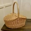 A Lined Oval Wicker Picnic Basket