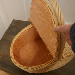 A Lined Oval Wicker Picnic Basket -Storage Furniture Sales 2024 a lined oval wicker picnic basket sku50821910 0 4