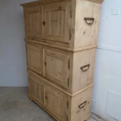 A Rare Victorian 3 Piece Pine Kitchen Cupboard To Wax/Paint