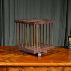 A Small Edwardian Oak And Brass Tabletop Revolving Bookcase C.1905 -Storage Furniture Sales 2024 a small edwardian oak and brass tabletop revolving bookcase c 1905 sku24621451 0 3