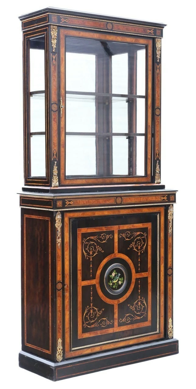 Amboyna And Ebonised 2 Part Pier Display Cabinet Aesthetic 8 Amboyna And Ebonised 2 Part Pier Display Cabinet Aesthetic - Image 8