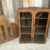Antique Art Deco Walnut Cocktail Display Glazed Bookcase Cabinet C 1930