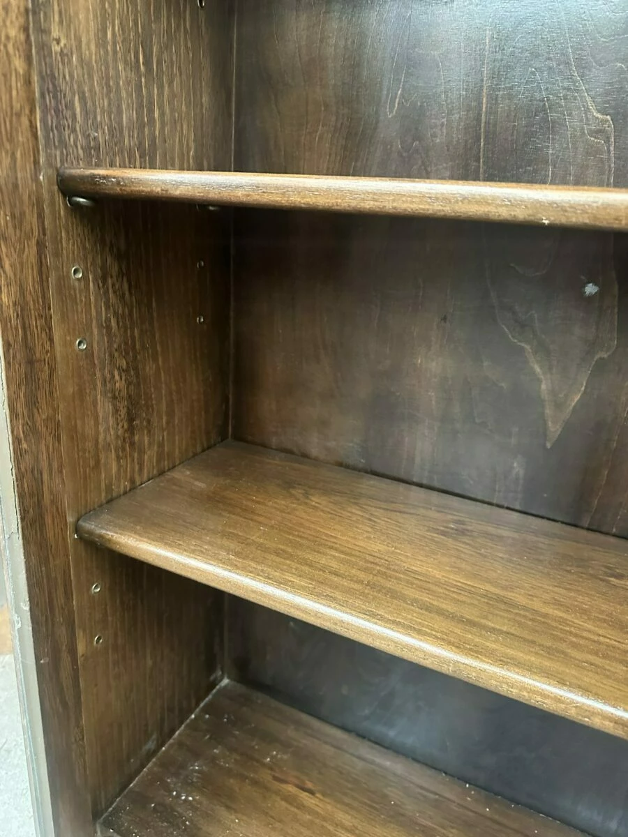 Antique Art Deco Walnut Cocktail Display Glazed Bookcase Cabinet C 1930 4 Antique Art Deco Walnut Cocktail Display Glazed Bookcase Cabinet C 1930 - Image 4