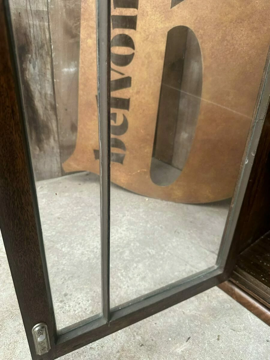 Antique Art Deco Walnut Cocktail Display Glazed Bookcase Cabinet C 1930 5 Antique Art Deco Walnut Cocktail Display Glazed Bookcase Cabinet C 1930 - Image 5