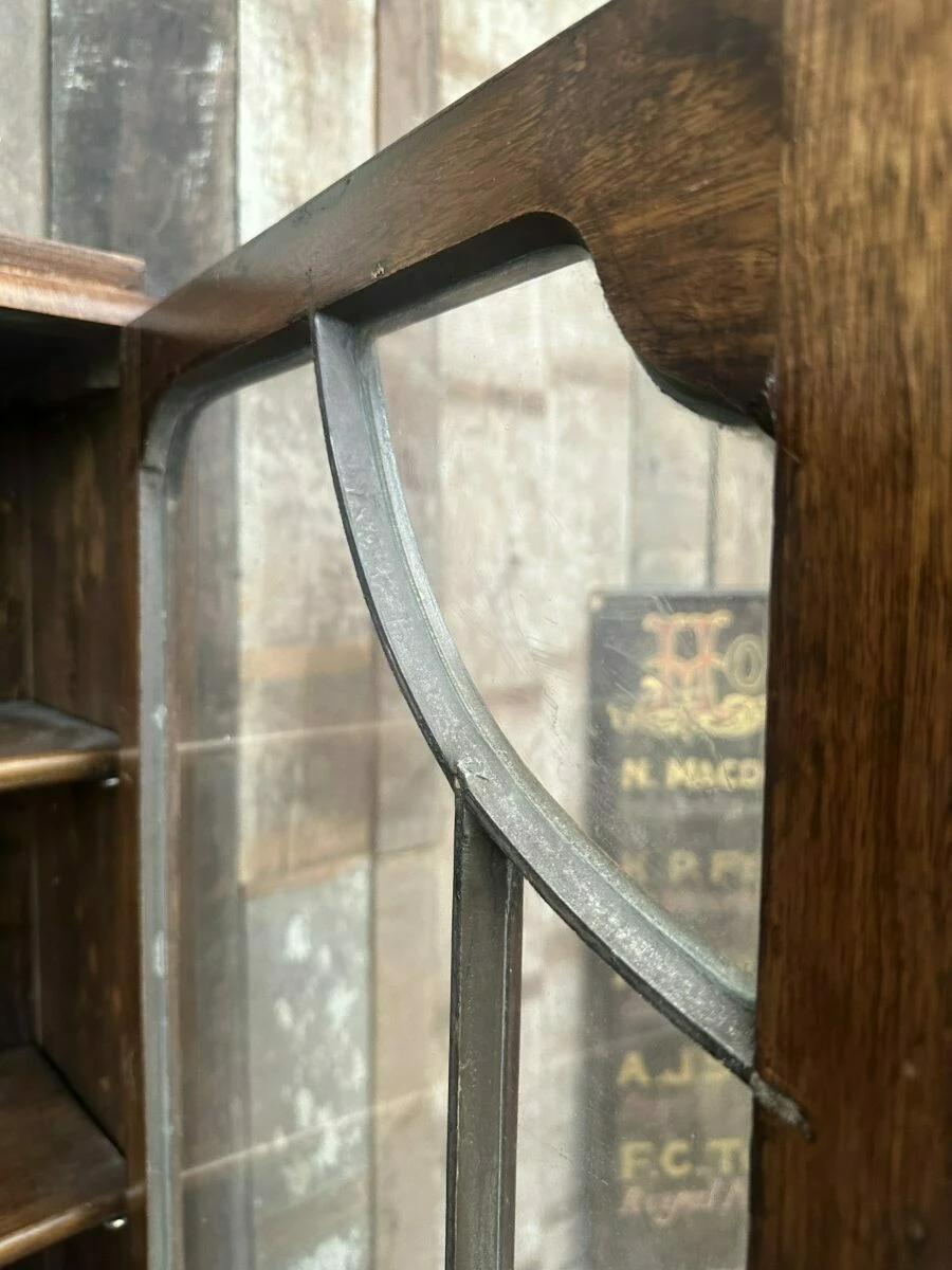 Antique Art Deco Walnut Cocktail Display Glazed Bookcase Cabinet C 1930 7 Antique Art Deco Walnut Cocktail Display Glazed Bookcase Cabinet C 1930 - Image 7