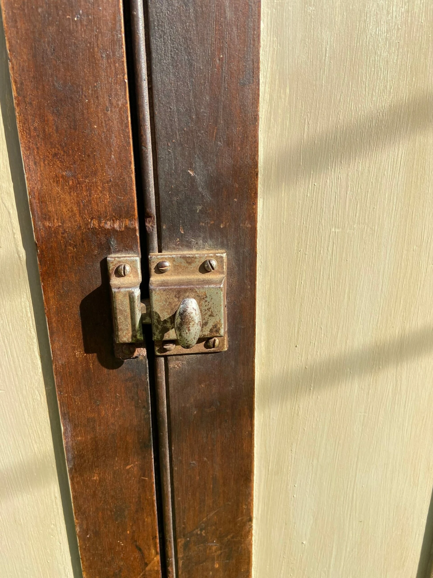 Unknown Cottage Antique Canadian Cupboard, 1920s Painted With Natural Wood And Soft Ceamy Panels 9 Unknown Cottage Antique Canadian Cupboard, 1920s Painted With Natural Wood And Soft Ceamy Panels - Image 9