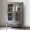 Antique Early C20th Glazed Grey Painted Display China Cabinet Bookcase