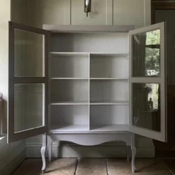 Antique Early C20th Glazed Grey Painted Display China Cabinet Bookcase -Storage Furniture Sales 2024 antique early c20th glazed grey painted display china cabinet bookcase sku74789433 0 2