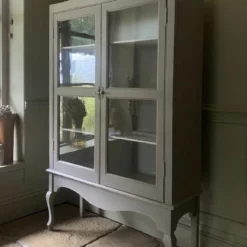 Antique Early C20th Glazed Grey Painted Display China Cabinet Bookcase -Storage Furniture Sales 2024 antique early c20th glazed grey painted display china cabinet bookcase sku74789433 0 5