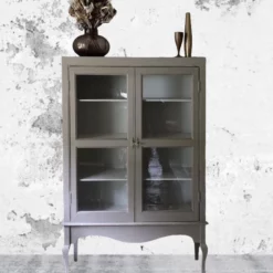 Antique Early C20th Glazed Grey Painted Display China Cabinet Bookcase -Storage Furniture Sales 2024 antique early c20th glazed grey painted display china cabinet bookcase sku74789433 0 9