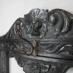 Antique Ebonised Heaviy Carved Oak Green Man Lion Head Hall Wall Hooks Coat Rack 16 Antique Ebonised Heaviy Carved Oak Green Man Lion Head Hall Wall Hooks Coat Rack -Storage Furniture Sales 2024 antique ebonised heaviy carved oak green man lion head hall wall hooks coat rack sku62130384 0 4
