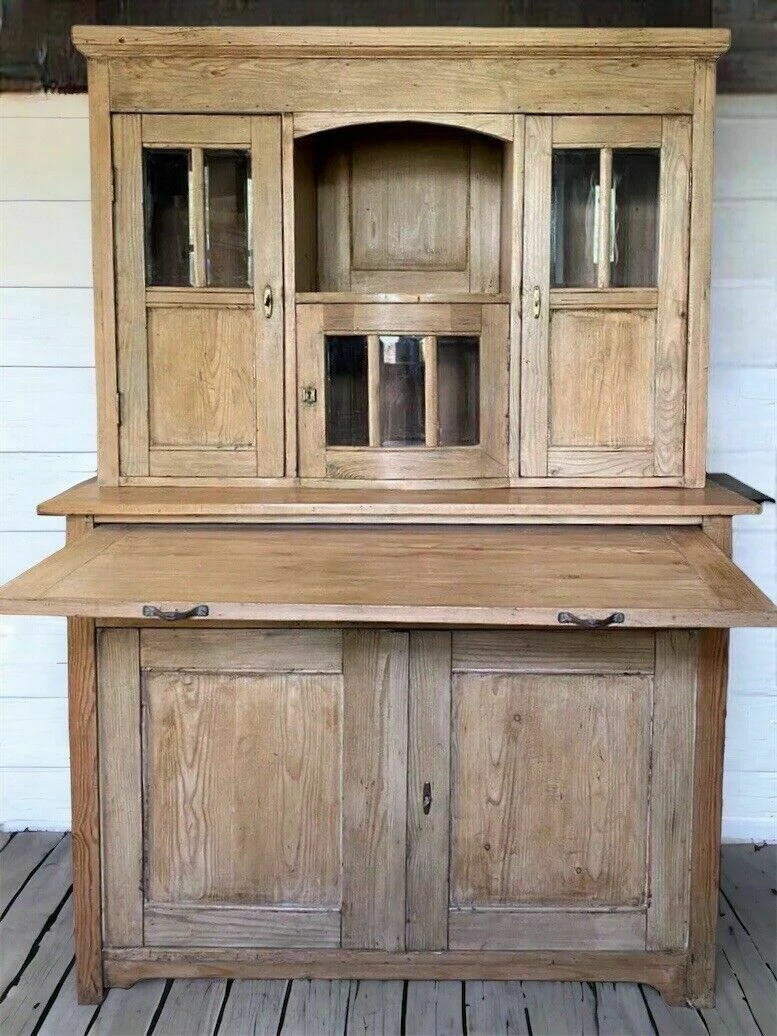 Unknown Antique European Pine Glazed Dresser Display Cabinet Cupboard Server Buffet 3 Unknown Antique European Pine Glazed Dresser Display Cabinet Cupboard Server Buffet - Image 3