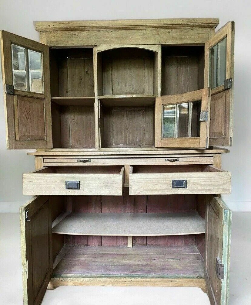 Unknown Antique European Pine Glazed Dresser Display Cabinet Cupboard Server Buffet 5 Unknown Antique European Pine Glazed Dresser Display Cabinet Cupboard Server Buffet - Image 5