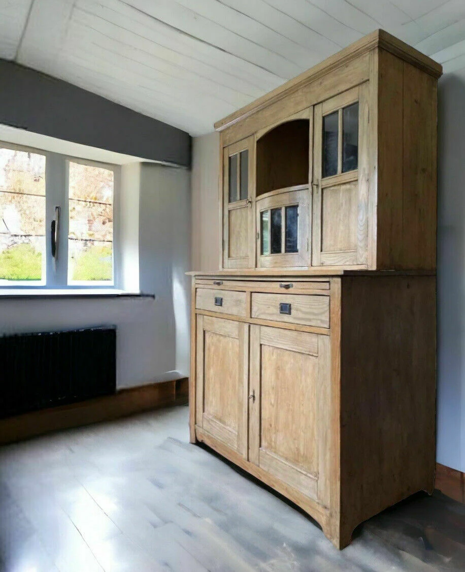 Unknown Antique European Pine Glazed Dresser Display Cabinet Cupboard Server Buffet 7 Unknown Antique European Pine Glazed Dresser Display Cabinet Cupboard Server Buffet - Image 7