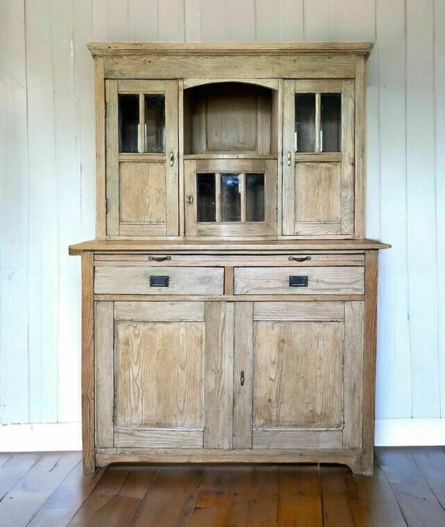 Unknown Antique European Pine Glazed Dresser Display Cabinet Cupboard Server Buffet 1 Unknown Antique European Pine Glazed Dresser Display Cabinet Cupboard Server Buffet