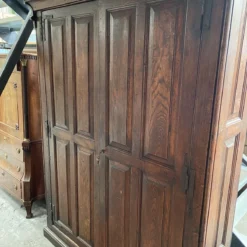 Antique French Oak Armoire Hall Robe Wardrobe Cupboard, C 1830
