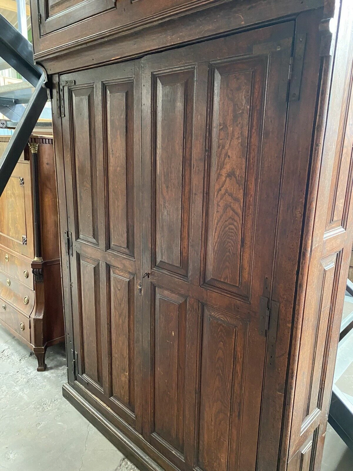 Antique French Oak Armoire Hall Robe Wardrobe Cupboard, C 1830 1 Antique French Oak Armoire Hall Robe Wardrobe Cupboard, C 1830
