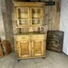 Antique French Pine Glazed Housekeeper’s Bookcase Cupboard, C 1860