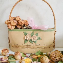 Antique French Shabby Chic Paper Mache Basket With Handle, Beautiful Hand Crafted Storage Letter Organizer With Wooden Roses And Leaves -Storage Furniture Sales 2024 antique french shabby chic paper mache basket with handle beautiful hand crafted storage letter organizer with wooden roses and leaves sku92980268 0 2