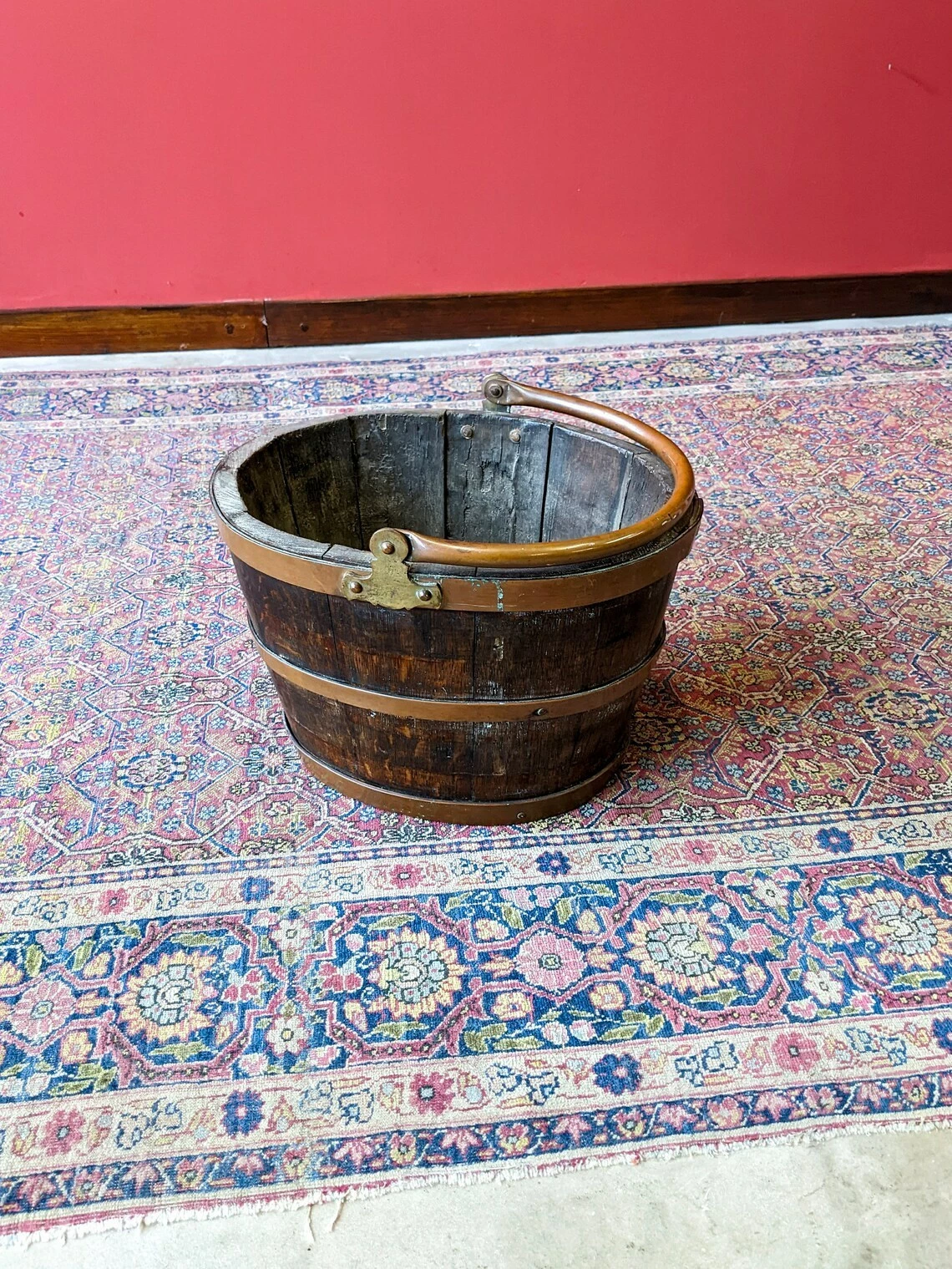 Antique Georgian Copper Bound Peat Bucket 2 Antique Georgian Copper Bound Peat Bucket - Image 2