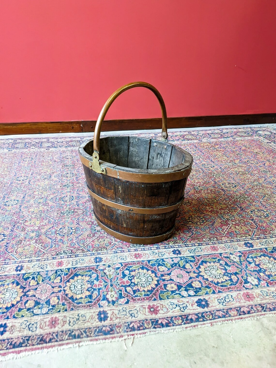 Antique Georgian Copper Bound Peat Bucket 3 Antique Georgian Copper Bound Peat Bucket - Image 3