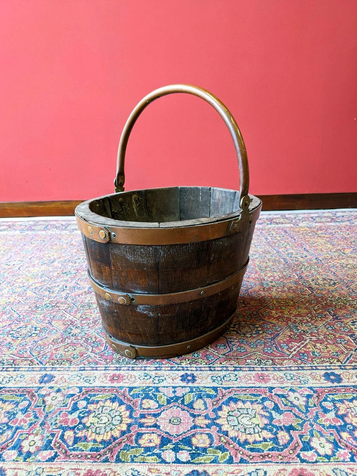 Antique Georgian Copper Bound Peat Bucket 8 Antique Georgian Copper Bound Peat Bucket - Image 8