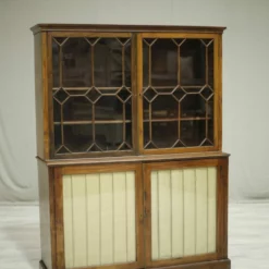Unknown Antique Georgian Mahogany Glazed Cabinet With Material Doors -Storage Furniture Sales 2024 antique georgian mahogany glazed cabinet with material doors 0 1 scaled