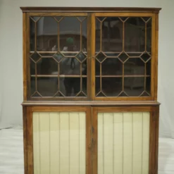 Unknown Antique Georgian Mahogany Glazed Cabinet With Material Doors -Storage Furniture Sales 2024 antique georgian mahogany glazed cabinet with material doors 0 3 scaled