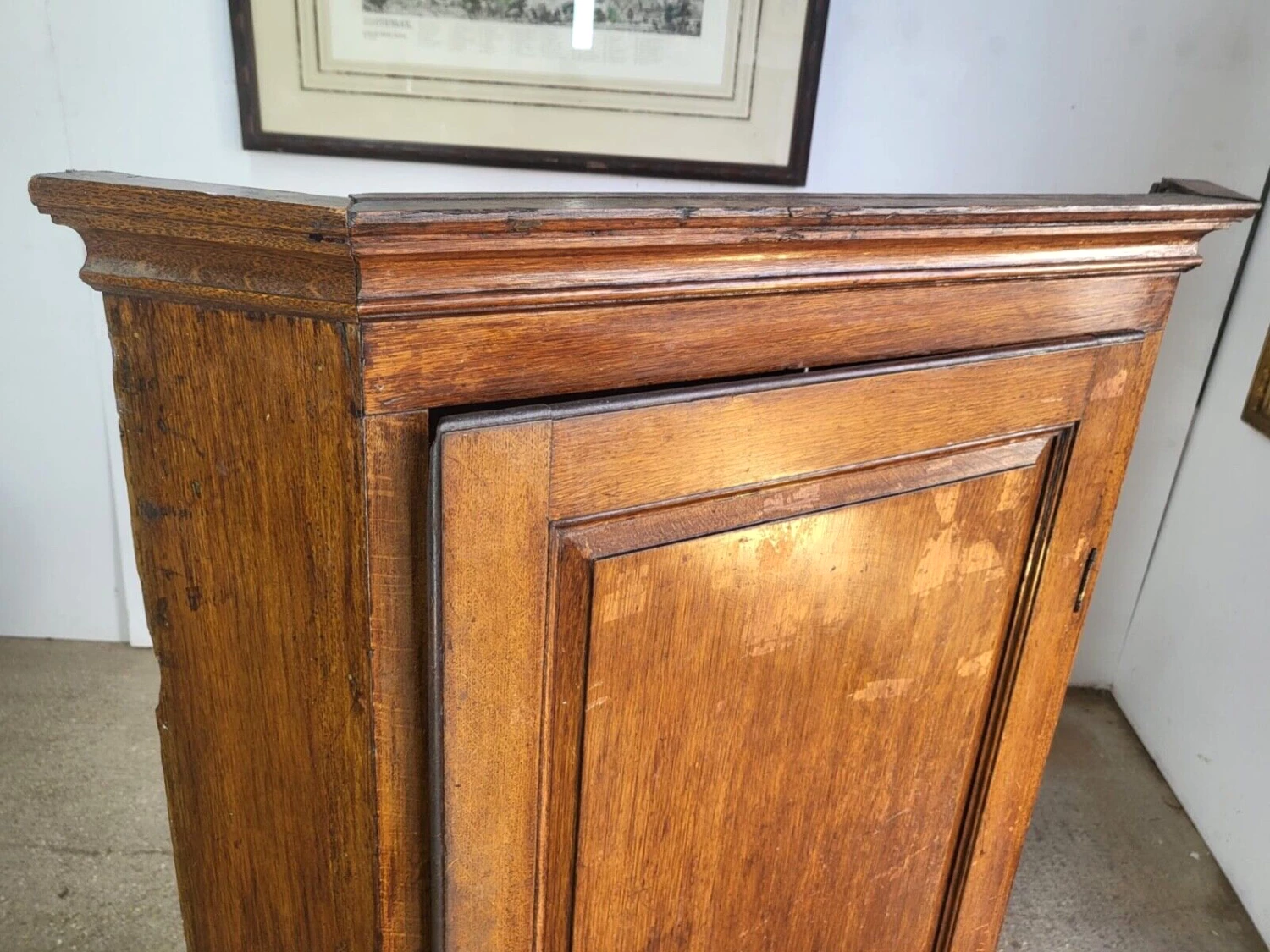 Unknown Antique Georgian Oak Large Corner Cabinet Curved Shelves Cupboard 6 Unknown Antique Georgian Oak Large Corner Cabinet Curved Shelves Cupboard - Image 6